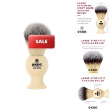 Kent BK8S Shaving Brush Ultra-Soft Silvertext Synthetic Bristles And Faux Ivory