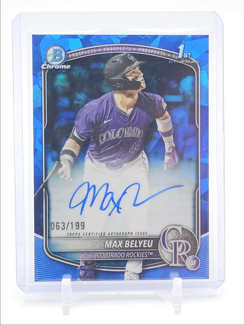 MAX BELYEU 2025 BOWMAN CHROME DRAFT 1ST SAPPHIRE A AUTO /199 Q4627