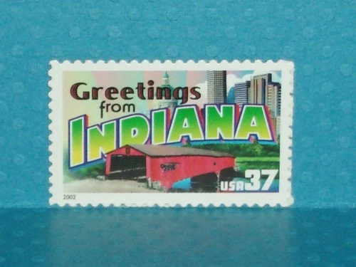 SINGLE 37c "Greetings from Indiana" Vintage US Postage Stamp - No. 3709