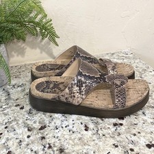 Donald Pliner Taina Snake Print Cork Platform Sandals Brown Tan Womens 7.5M