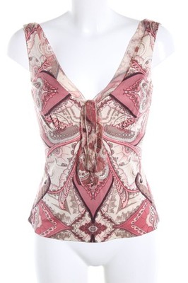 ELIE TAHARI Seidentop Damen Top Gr. DE 36 wollweiß-pink-bronzefarben Casual-Look