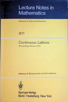 Continuous Lattices: Proceedings of the Conference on Topological and Categorica