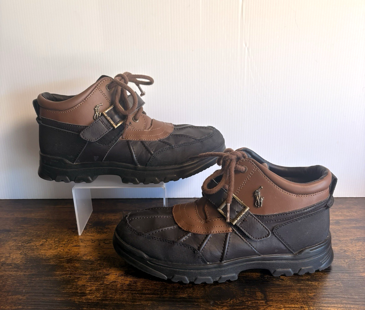 Ralph Lauren Brown Leather Lace-Up Duck Boots with Buckles Ralph Lauren Polo Drax Men main image 2