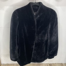 Sajon Faux Fur Winter Coat Womens Chest 23'' Length 32'' Black Collar USA Made