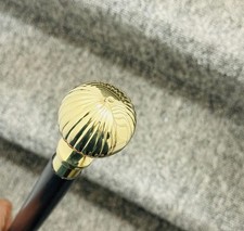 Antique Brass knob Head Handle Walking Stick Black Finish Wooden Cane