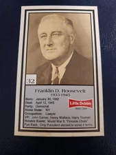 Franklin D Roosevelt 1992 U.S Presidents Little Debbie Snack Cakes White Border