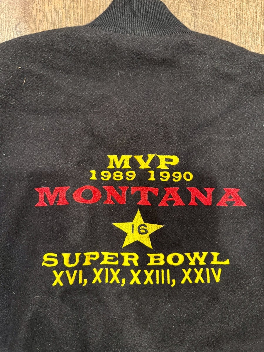 その他ブランド / JOE MONTANA/パーカー/XL/コットン/BLK// Joe Montana 1989 1990 Super Bowl MVP Varsity Jacket Large L San