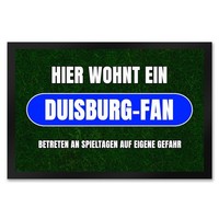 Hier Wohnt Ein Duisburg-Fan FußMatte XXL In 50X75 Cm Mit Rasenmotiv