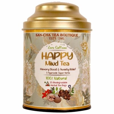Sancha Happy Mind Tea Caffeine Free 25 Herbal Tea Bags for an Alert Mind
