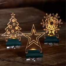 LED-Weihnachtsfiguren warmweiß 5er Set Weihnachtsmotiven batteriebetrieben