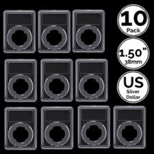 10 Pack 38mm Ring Slab Coin Snap Holders For US Silver Dollar Morgan Peace Trade