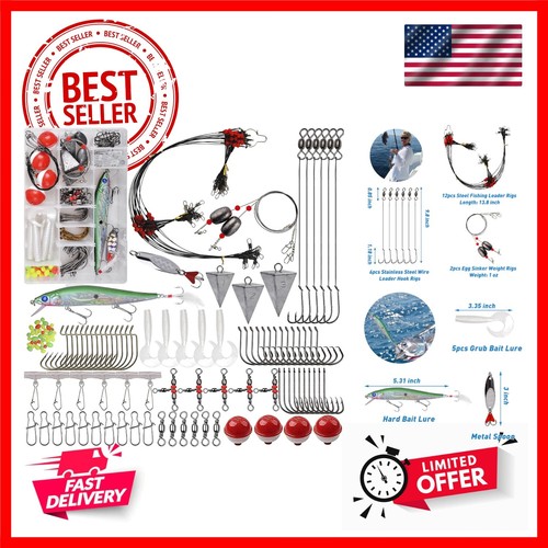 Saltwater Fishing Gear, 131pcs Saltwater Surf Fishing Tackle Kit Include Salt...