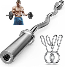 47  EZ Curl Bar - 370 Lbs Capacity for 2  Weight Plates with 2 Spring Collars