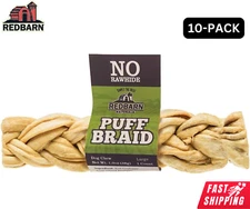 Redbarn Puff Braid Dog Treat Chew Beef Esophagus All Natural Large 10 Count*