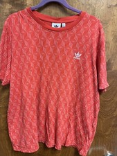 Adidas Originals Trefoil Monogram Mens Size XL Short Sleeve Athletic T Shirt Red