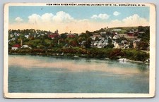 Postcard West Virginia Morgantown Riverfront showing university of WV  54
