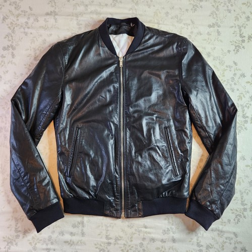 BLK DNM Leder Bomberjacke Gr. Small schwarz Reißverschluss gefüttert Top Zustand
