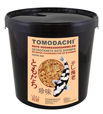 TOMODACHI GARNELEN ROT Koifutter Sommer, Garnelen, rote Shrimps, Koisnack, Koi Handfütterungi 3L Eimer