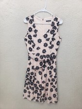 Tommy Hilfiger Women Dress 4 Pink Floral Poly Blend V Neck Belted Knee Length