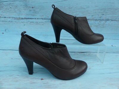 M&S Ladies Brown Leather Heeled Shoes Boots UK Insolia UK - Main Image