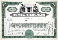 50 X Chas. Pfizer & Co., Inc. preferowane akcje lata 50. małe 100 akcji