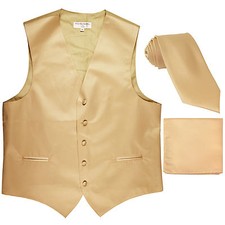 New Men's beige formal vest Tuxedo Waistcoat 2.5" necktie hankie prom wedding