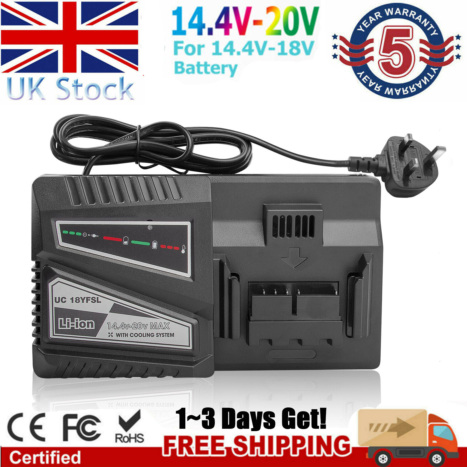 14.4V -18V Fast Charger For Hitachi UC18YFSL UC18YSL3 UC18YKSL UC18YRL UC18YRSL