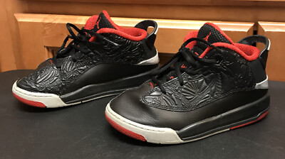 Nike Air Jordan Dub Zero Black Wolf Grey Red Bred 311072-013 Shoes Boys Size 10C