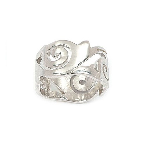 Dolly-Bijoux Bague Rhodié T54 Filigramme YING-YANG Argent Massif 925