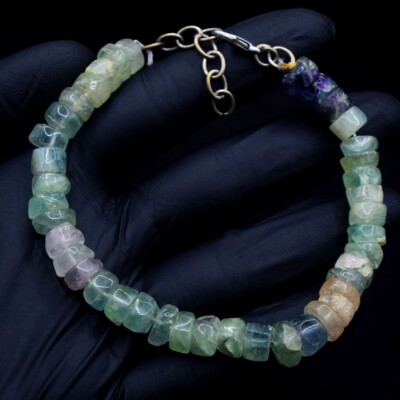 Mehrfarbiges Fluorit hervorragendes Muster 145,00 kt Perlen bestes Armband VK 12 E636