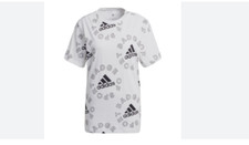 Adidas Women Essential Logo Allover Print Tee S White HC9186