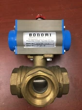 Bonomi 8P0131-C1-2 actuator w/ solenoid & 2  Brass 3-Way  Valve