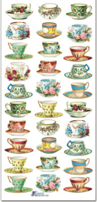 Violette Stickers Floral Teacups Garden Tea Party Craft Planner Supply Scrapbook