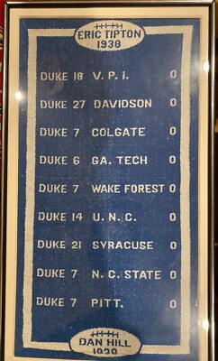 Duke University Memorabilia Championship Football Towel 1938 winning season 