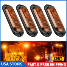 8x Amber 4-LED Side Marker Lights RV Truck Trailer Clearance Light Waterproof US
