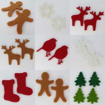 3mm DICKER FILZ Basteln Weihnachten Ausschnitte Bäume Strumpf Schnee Hirsch Deko 746D