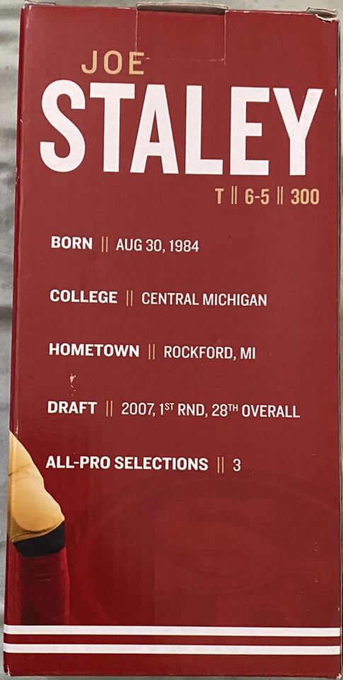 Nuevo en caja San Francisco 49ers Joe Staley Bobblehead 17-11-2019 SGA SF Niners con caja Foto 3 de 4