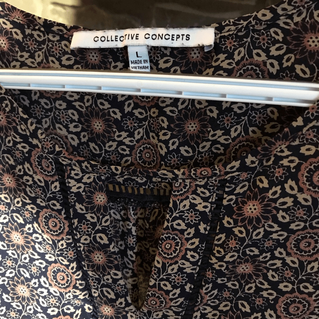 Collective Concepts size Large blue beige long sleeve career casual (Rv)