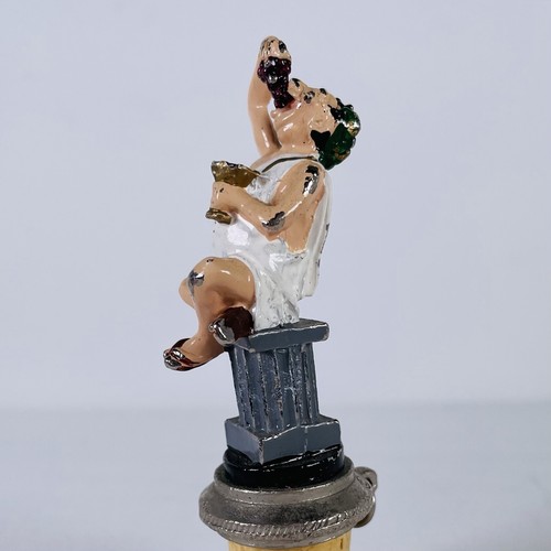 Vtg WTU Pewter Emperor Figure Eating Grapes Wine Bottle Stopper Cork Ring Chain - Picture 4 of 12