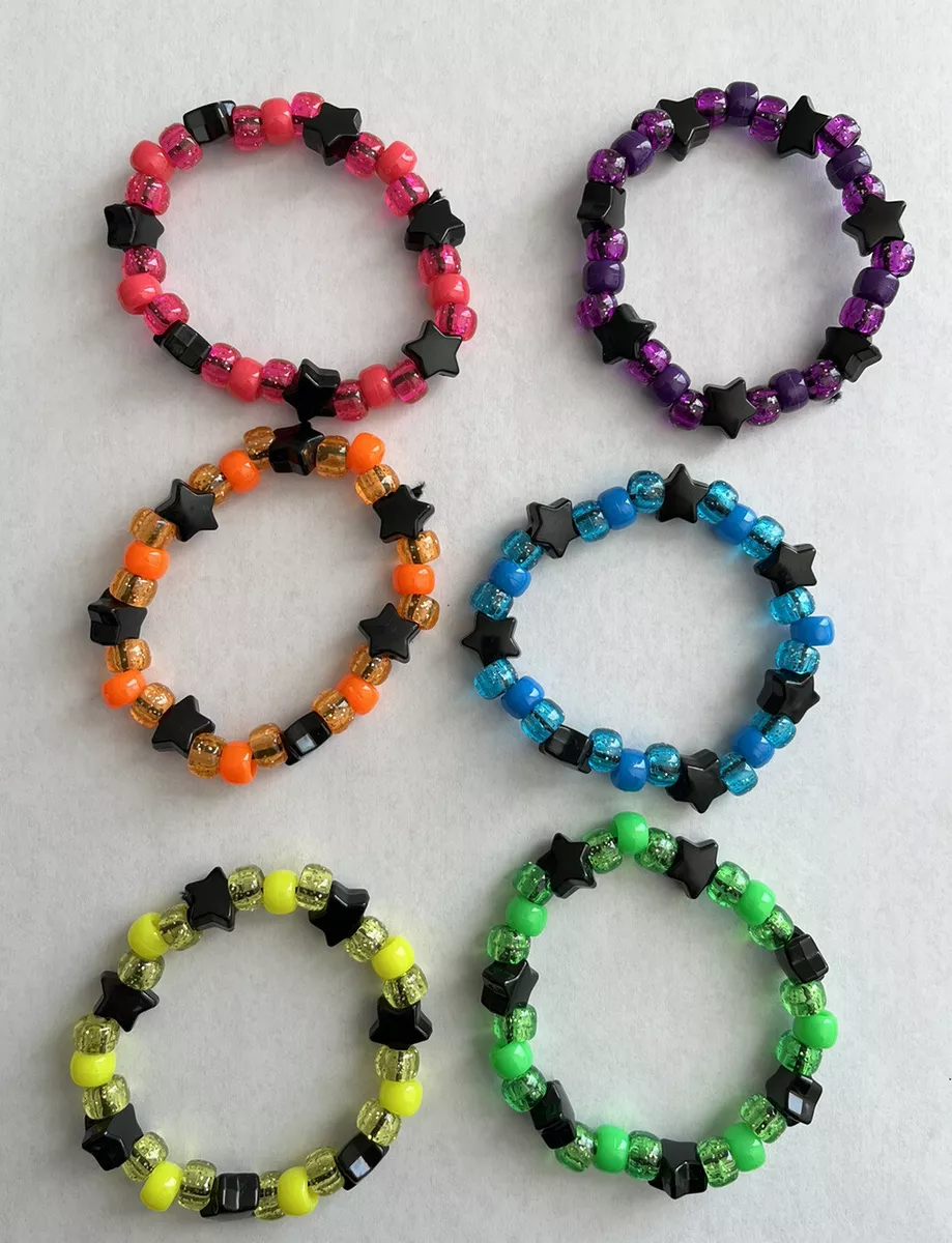 Set of Kandi-Rave Bracelets | Color: Red/White | Size: Message Me with Your Preferred Size (5-9 Inches) | Mirandaspanda's Closet