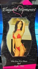 Elegant Moments Style 7961 Red Satin String Teddy w/Pearl Trim OSFM 90-160lb.