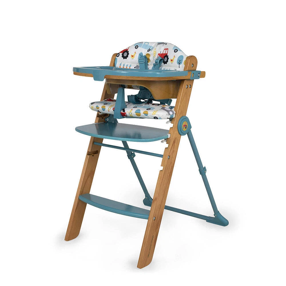 Cosatto Waffle Wooden Highchair 6-36 months, Cushions & Trays Included Old Mac