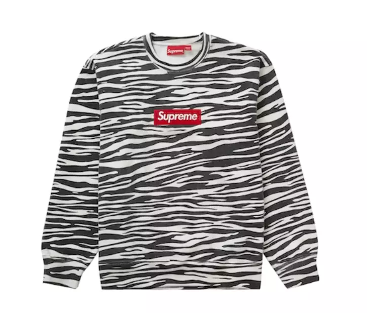 Supreme Box Logo Crewneck Sweatshirt Zebra Large L FW22 Brand New