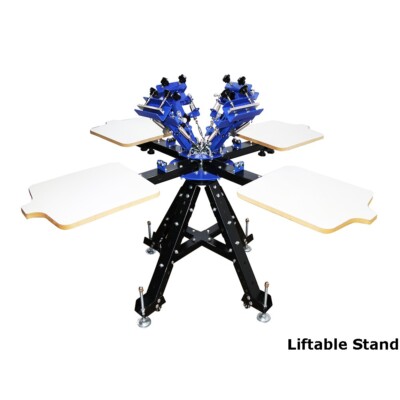 New 4 Color 4 Station Screen Printing Press w/Liftable Stand Micro ...