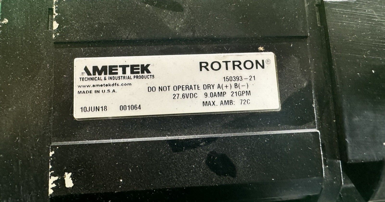 AMETEK ROTRON 150393-21 Transit Blower Booster Pump Motor