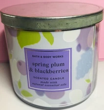 *New* SPRING PLUM & BLACKBERRIES~ 3 Wick Candle ~ Bath & Body Works ~ SHIPS FREE