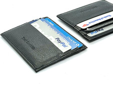 2 Pcs Black Genuine Leather Men's Wallet ID Credit Card Thin Holder Minimalist