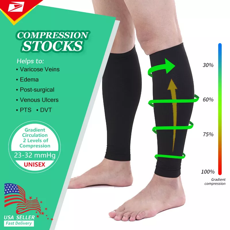 Calf Compression Sleeve Socks Anti Fatigue Flight Travel Edema Support  Thrombus