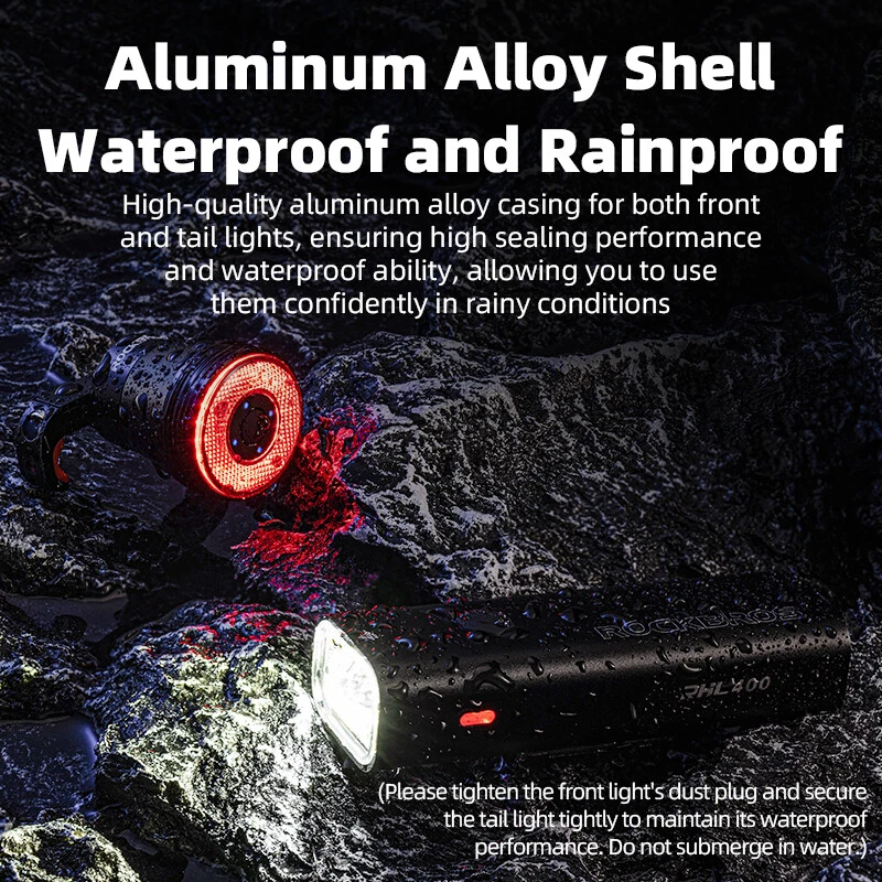 ROCKBROS LED Bike Light Set Bicycle Headlight Tail Light Set USB-C Rechargeable - image 4 of 4