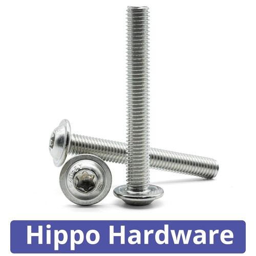 M3 x 6mm Torx Drive Button Flange Screw in A2 Stainless - Sim. ISO